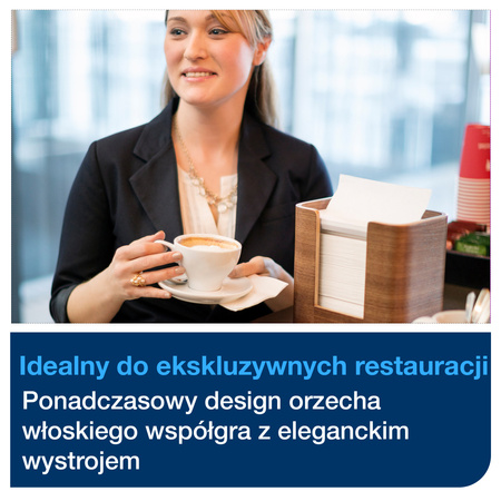 Kompaktowy nablatowy dyspenser do serwetek N4 Tork Xpressnap®, orzech włoski, linia Image, 19,3 cm × 20,3 cm × 13,6 cm, 273002