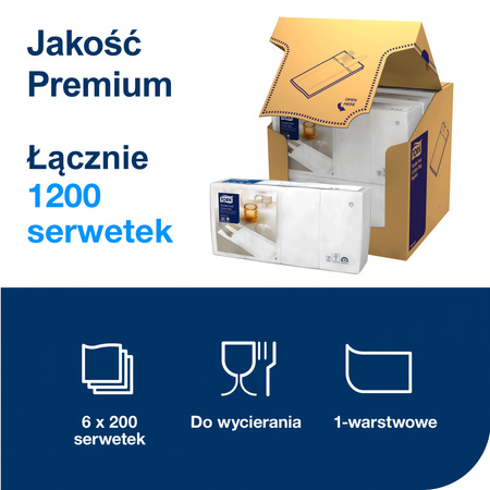 Tork biała poszetka na sztućce Premium imitująca tkaninę