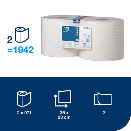 Tork czyściwo papierowe do podstawowych zadań, 2-warstwowe