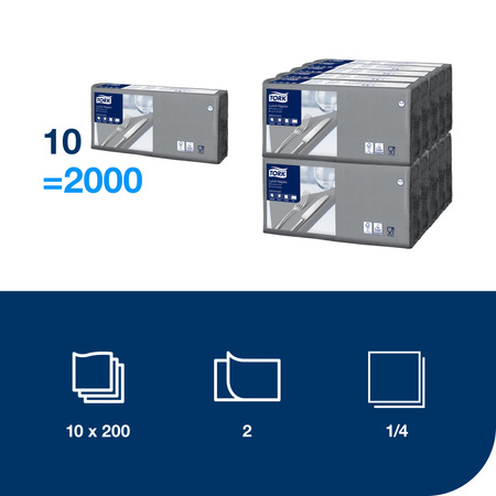 Tork szara serwetka lunchowa, składana w 1/4