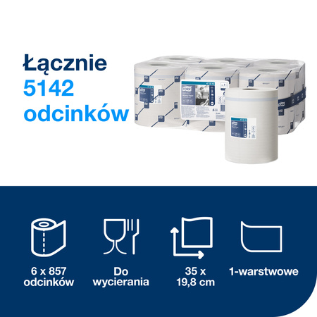 Czyściwo papierowe M4 Tork Reflex™, białe, wielozadaniowe, 6 × 857 odcinków, 473242