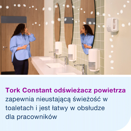Tork zestaw startowy z odświeżaczem powietrza Constant biały A3, linia Elevation, dozownik i wkład o zapachu wiosennej bryzy, 976000