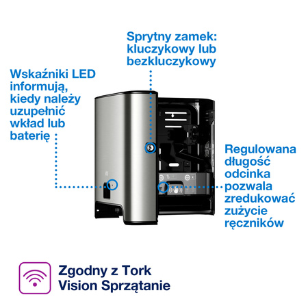 Tork Matic® dozownik do ręcznika w roli z sensorem Intuition™, ze stali nierdzewnej, H1, dozowanie odcinek po odcinku, linia Image Design, 460001