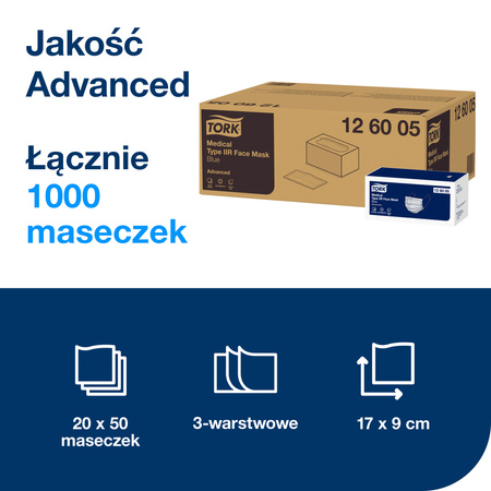 Tork maseczka medyczna typu IIR, niebieska