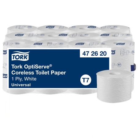 Tork OptiServe® papier toaletowy bez gilzy biały T7, Universal, 1-warstwowy, 24 × 1250 odcinków, 472620