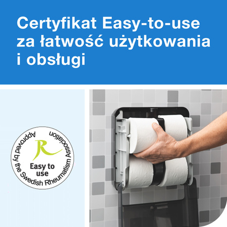 Tork OptiServe® dozownik do 4 rolek papieru toaletowego bez gilzy czarny T7, pionowy, linia Elevation, 558052