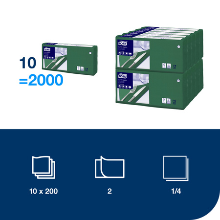 Tork ciemnozielona serwetka lunchowa, składana w 1/4