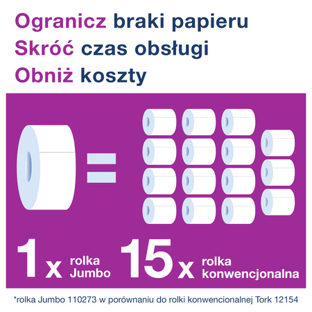 Tork dozownik do papieru toaletowego jumbo T1, biały, duża pojemność, linia Elevation, 554000