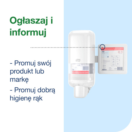 Tork ramka na opis produktu do dozownika do mydła i preparatów do dezynfekcji biała, zapewnia higienę, 511170