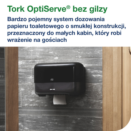 Tork OptiServe® dozownik do 2 rolek papieru toaletowego bez gilzy czarny T7, poziomy, linia Elevation, 558048