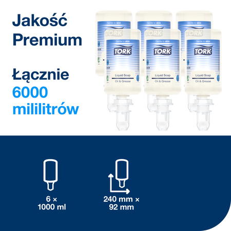 Tork przemysłowe mydło w płynie S4, testowane dermatologicznie, 6 × 1000 ml, 424401