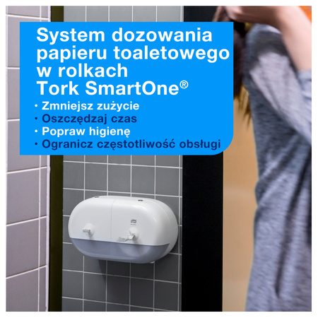 Papier toaletowy Tork SmartOne® Mini T9, biały, Advanced, dwuwarstwowy, 16 × 620 listków, 472193