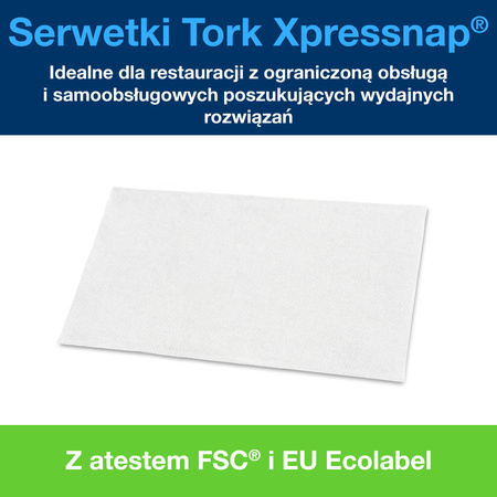 Serwetki Tork Xpressnap® N4, białe, Universal, składane w 1/4, jednowarstwowe, 21 cm × 33 cm, 8 × 225 serwetek, 10840