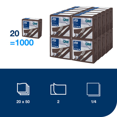 Tork Textured brązowa serwetka obiadowa, składana w 1/4