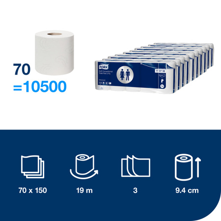 Tork miękki papier toaletowy w rolce, 3-warstwowy