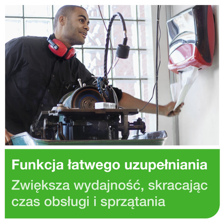 Naścienny dozownik do czyściw w odcinkach Tork W4, czerwono-szary, linia Performance, 654008