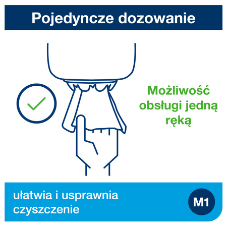 Dozownik Tork Mini, system centralnego dozowania, turkusowo-biały, M1, solidna obudowa, seria Performance, 658000