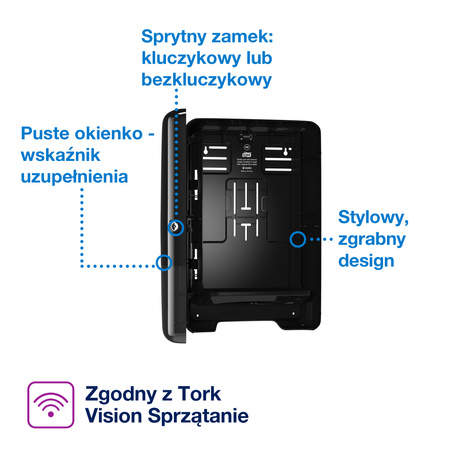 Tork Xpress® dozownik do ręczników Multifold (w składce wielopanelowej), czarny, H2, dozowanie odcinek po odcinku, linia Elevation, 552008