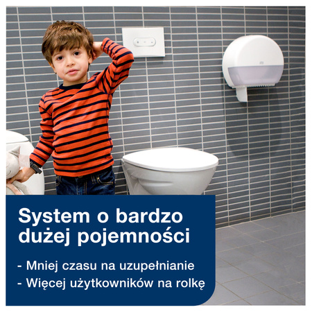Tork dozownik do papieru toaletowego jumbo T1, biały, duża pojemność, linia Elevation, 554000