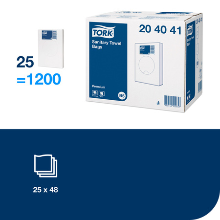 Tork woreczki sanitarne, białe 13,5 x 25 cm