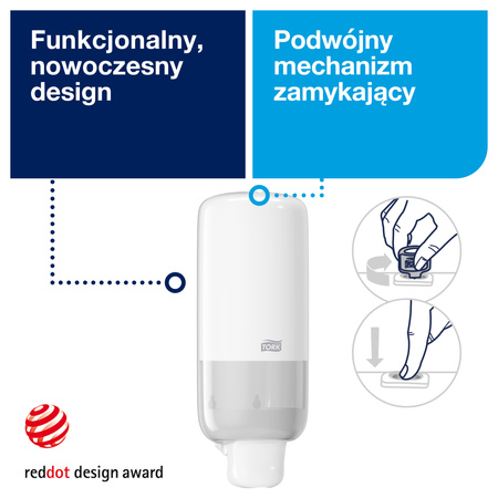 Tork dozownik do mydła i preparatów do dezynfekcji, biały, S4, certyfikat Easy-to-use, linia Elevation, 561500