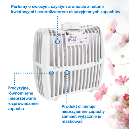 Tork odświeżacz powietrza Constant o kwiatowym zapachu A3, neutralizator nieprzyjemnych zapachów, 6 wkładów, 257011