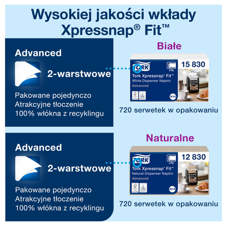 Tork Xpressnap Fit - dozownik do serwetek na ladę czarny N14, dozowanie odcinek po odcinku, 14,3 cm × 12,1 cm × 32,6 cm, 272901