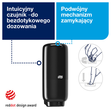 Tork bezdotykowy dozownik do mydła i preparatów do dezynfekcji - z sensorem Intuition™, czarny, S4, linia Elevation, 561608