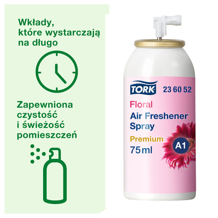 Tork odświeżacz powietrza w sprayu A1 o zapachu cytrusowym, regulowane ustawienia, 12 wkładów, 236050