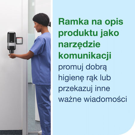 Tork uchwyt na oznakowanie do dozownika do mydła i preparatów do dezynfekcji czarny, zapewnia higienę, 511178