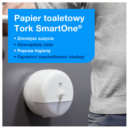 Podajnik na papier toaletowy w rolce Tork SmartOne®, biały T8, duża pojemność, seria Elevation, 680000