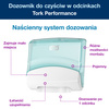 Naścienny dozownik do czyściw w odcinkach Tork W4, turkusowo-biały, linia Performance, 654000