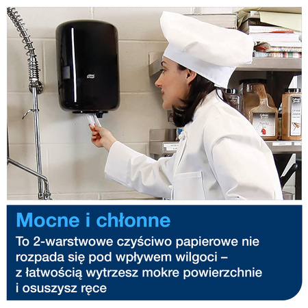 Czyściwo papierowe do średnich zabrudzeń Tork M2, Plus, niebieskie, system centralnego dozowania, 6 × 450 odcinków, 128207