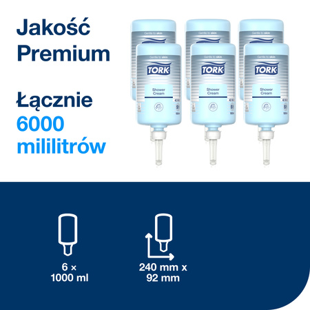 Tork kremowy żel pod prysznic do mycia włosów i ciała S4, zapach unisex, 6 × 1000 ml, 424601
