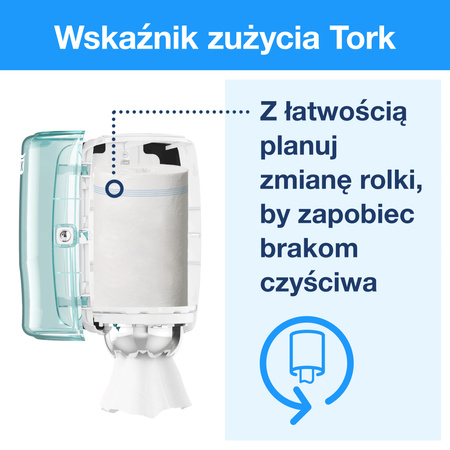 Czyściwo papierowe Tork Plus w rolce Mini M1 białe, centralnie dozowane, 11 rolek, 101221