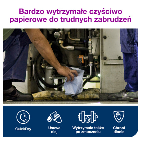 Czyściwo papierowe do silnych zabrudzeń Tork W4 niebieskie, chroni ręce, 5 × 100 odcinków, 130082