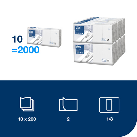 Tork biała serwetka lunchowa, składana w 1/8