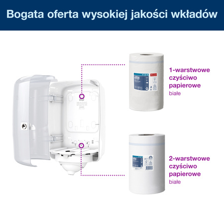 Dozownik Tork Reflex™ Mini, system centralnego dozowania M4, biały, dozowanie pojedynczych odcinków, linia Performance, 473177