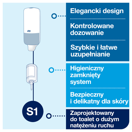 Tork dozownik do mydła w płynie z ramieniem dozującym, biały, S1, higieniczny system dozowania, linia Elevation, 560101