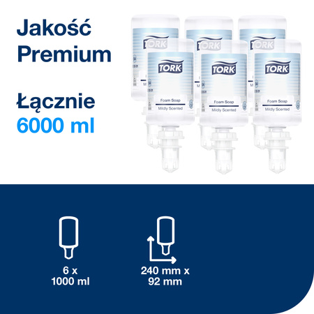 Tork delikatnie perfumowane mydło w pianie S4, mniejsze zużycie, 6 × 1000 ml, 520501