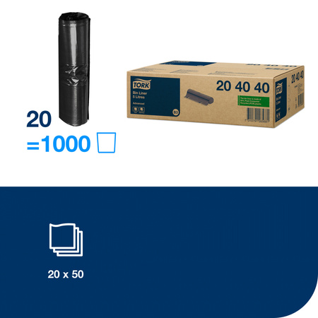Tork worki na śmieci 5 l, czarne B3, 32,5 x 40 cm