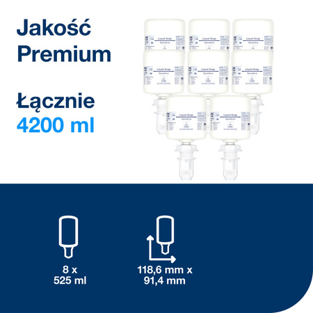 Tork mini mydło w płynie do skóry wrażliwej S5, przyjazne dla alergików, 8 × 525 ml, 425702