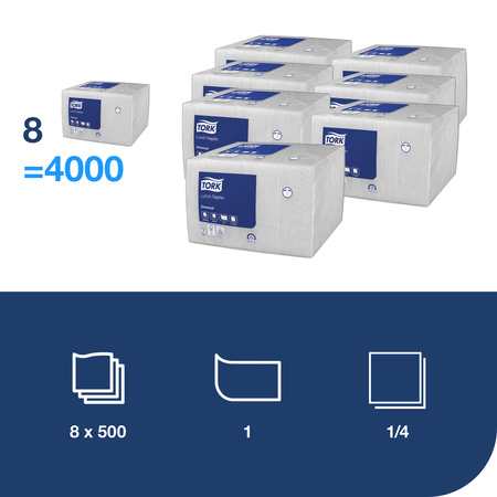 Tork biała serwetka lunchowa, składana w 1/4, 1-warstwowa