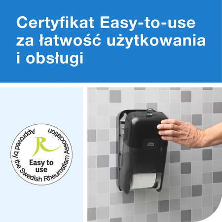 Tork OptiServe® dozownik do 2 rolek papieru toaletowego bez gilzy czarny T7, pionowy, linia Elevation, 558042
