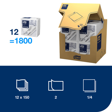 Tork biała serwetka obiadowa, składana w 1/4