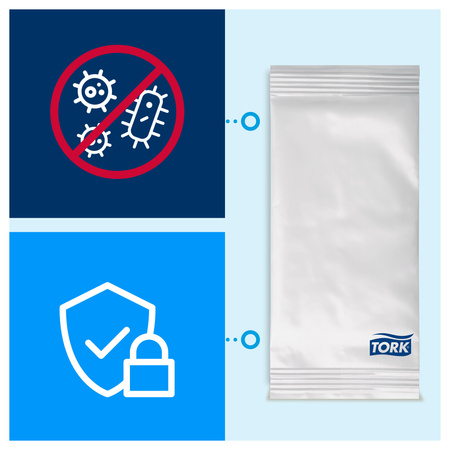 Tork pojedynczo pakowana biała serwetka obiadowa, składana w 1/8