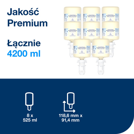 Tork delikatnie perfumowane mydło w płynie mini S5, składniki nawilżające, 8 × 525 ml, 425502