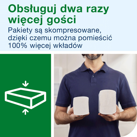 Tork Xpress® skompresowane miękkie ręczniki papierowe składane białe H2, Premium, 2-warstwowe, składane w M, duże, 12 × 170 odcinków, 100888