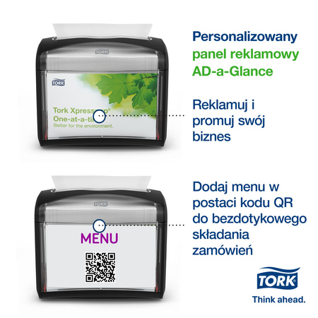 Tork Xpressnap® dozownik do serwetek na stolik czarny N4, linia Signature, 16,9 cm × 20 cm × 14,1 cm, 272611 (×4)