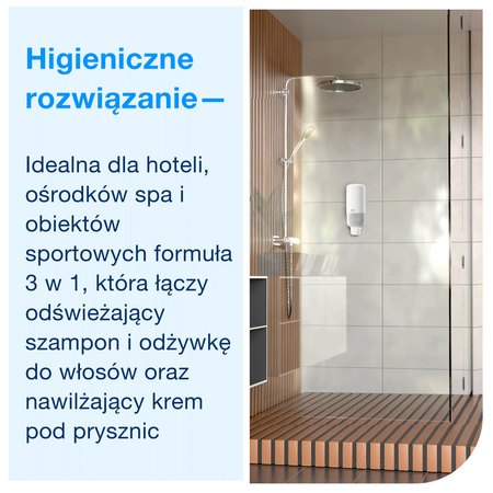 Tork 3 w 1 luksusowy kremowy żel pod prysznic do włosów i ciała S4, arganowo-waniliowy zapach, 6 × 1000 ml, 424661